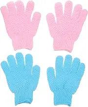 HONITANO 2 Pairs Exfoliating Bath Gloves Multi Purpose Shower Scrubbers for Dead Skin Removal Durable Material Comfortable Hand for Men and Women