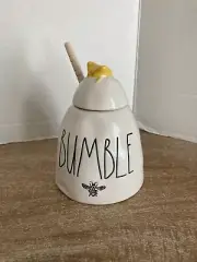 Rae Dunn Bumble Bee Honey Jar W/wood Stick