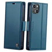 Compatible with iPhone 15 Plus Wallet Case with RFID For iPhone 15 Plus Blue