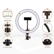 10"LED Ring Light Stand Dimmable Bluetooth Remote Removable w/Adjustable Clip US