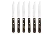 TRAMONTINA CHURRASCO SERRATED BROWN NARROW STEAK KNIFE 102mm SET 6