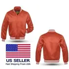 Baseball Letterman College Varsity Style White Satin Bomber Handmade Jacket USA