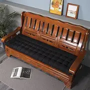 Outdoor Non Slip Bench Cushions for Garden Furniture Rectangle Swing Chair Replacement Cushions Reusable Pallet Cushions Black 48x160cm