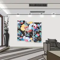 在飛比找momo購物網優惠-【24mama 掛畫】三聯式 油畫布 昆蟲 裝飾 藝術 插圖