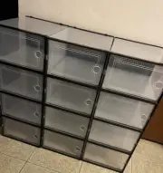 Large Shoe Organizers Storage Boxes for Closet 12 Pack Kuject Clear Plastic Shoe