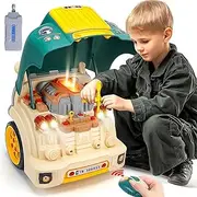 Skirtoy Large Truck Engine Toy, Kids Mechanic Repair Set, Big Truck Builder Kit with Light and Sound, Take Apart Toys for Boys, Age 4-7
