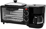 Full-Automatic Breakfast Machine Multifunctional Oven Household Three-in-one Fried Egg Machine Coffee Machine (Black)