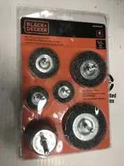 WIRE WHEEL & CUP BRUSH SET Metal & Wood 1/4" Shank 6-PCSNew Sealed