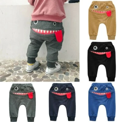 Autumn Toddler Kids Boys Girls Cartoon Shark Tongue Harem Trousers Pants Clothes