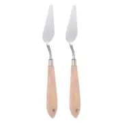 2pcs No.12 Painting Palette Knives Stainless Steel Spatula Beech Wood Handle