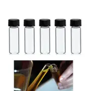 5 Mini Clear Glass Vial Bottles Caps 1 3/4 1/8 Oz Gold Panning Prospecting