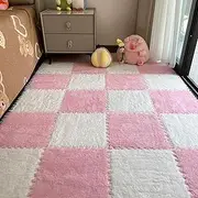 Soft Climbing Area Rugs,Square Interlocking Carpet Tiles - Cutable Design Puzzle Rug Carpet for Bedroom, Nursery, Kids Room, Playroom