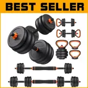 5-in-1 Adjustable Dumbbells & Barbell Set, Perfect for Home Fitness, 20-90 lbs