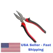 8" Linesman Plier, Diagonally Knurled Flat Nose Jaw, Non-Slip Hands. USA STOCK