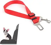 Minmex Seat Belt for Dogs & Cats - Car Harness with Clip Hook Latch & Buckle, Adjustable, Elastic, Durable, Practical, 360° Swivel Attachment, Red, 2.5cm*70cm/1in*27in