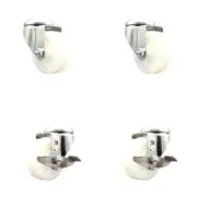 3 Inch 316SS Nylon Wheel Swivel Bolt Hole Caster Set 2 Brakes Service Caster