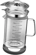 FUNNETOYU 1Pc Transparent Oil Strainer Pot Versatile Oil Storage Container with Cover Capacity Multi Functional Kitchen Tool and Storage