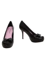 Size 8 Black Glitter & Bow Platform High Heels Princess Shoes T3n Th1rty One New