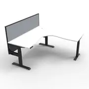1800Mm Corner Workstation With Screen Natural White And Black