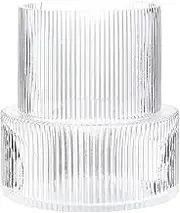 Clear Glass Vase - Ribbed & Fluted Design, Modern Centerpiece for Living Room, Dining Table, Entryway, Mantle, Shelf - 7.5 Inches