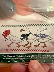 Banar THREE GEESE Waste Canvas Cross Stitch Kit Sweat shirts T-Shirts Bags Apron