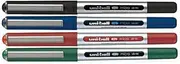 Uni-Ball UB-150 Liquid Ink Rollerball Pen - Fine 0.5mm Tip - Black, Blue, Green, Red - Pack of 4