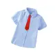 【Baby 童衣】任選 短袖襯衫 兒童折袖上衣 88672(藍色紅領帶)