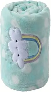 CREVENT 76x102cm Lightweight Fuzzy Fluffy Warm Plush Baby Blanket for Infant Toddler Newborn Unisex Crib Cot Stroller (Green Rainbow Unisex)