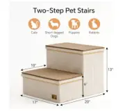 BEDELITE Dog Stairs for Small Medium or Large Dogs, 2 Tiers NOS - Beige color