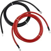 6AWG 5FT Power Battery Cables Wire with 3/8"Lugs Terminals,Pure Copper Battery Inverter Cables 6 Gauge x 5ft (1 Black & 1 Red) for Marine Solar ATV Lawn Mower RV Car Motorcycle (5-FT)