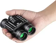 [QUNSE] Binoculars 10 x 25 Small Binoculars Compact Waterproof Field Trailer for Children Adults with Carry Bag for Bird Watching, Hiking, Hunting, Sightseeing