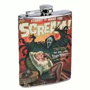 Scream Horror Comic Illustration Flask 8oz Stainless Steel Hip Drinking Whiskey