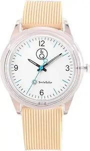 Q&Q Smilesolar(キューアンドキュー スマイルソーラー) Citizen Q&Q RP10-013 Analog Wristwatch, Smile Solar, Waterproof, Urethane Strap, White x Beige, Dial color - white, Watch Solar, Casual