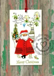 Hang Tags RETRO SANTA & REINDEER CHRISTMAS GIFT TAGS or MAGNET #84