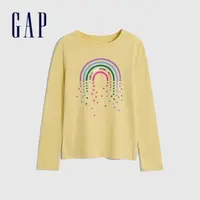 在飛比找momo購物網優惠-【GAP】女童裝 Logo/印花純棉圓領長袖T恤-黃色(78