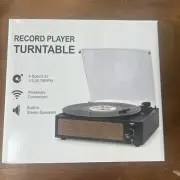 New In Box Record Player Turntable 3 Speed, Wireless Connection, Speakers