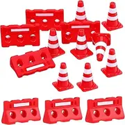 HAWILLOSCH 24Pcs Mini Traffic Hats and Fences Educational Road Sign for Enhance Driving Habits and Symbol Recognition for Indoor Role Play Games