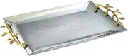Elegance 70038 Golden Vine Gilt Leaf Serving and Decorative Tray, 16 inch by 11 inch, Gold, Silver
