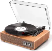 Vinyl Record Player Vintage 3 Speed Turntable Bluetooth with Upgraded Speakers