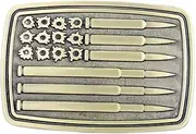 [CL&J BB] American Flag Belt Buckle Western Cowboy Native American Motorcyclist (XFL2G), Brown