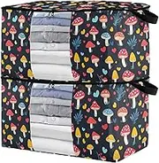 sanluoli 60L 2 Pack Under Bed Shoe Storage Organizer with Reinforced Handles, clear window Garment Bag Closet Storage