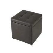 Costway40cm PU Leather Cube Storage Ottoman with Lid-Grey