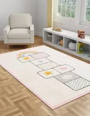 Whimsy Collection Area Rug (Rectangular 2' 2" x 2' 11", Ivory/ Light Blue)
