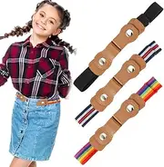 [Rairsky] Pack of 3 Elastic Belt Without Buckle Children, Adjustable Buckle-Free Belt Women, Elastic Belt Children, 37 cm - 57 cm, Buckle-Free Belt Children for Boys and Girls (3 Colours), black, One size