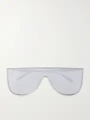 [Alaïa] Alaïa - Mask Large D-frame Silver-tone Sunglasses - One size One size Silver