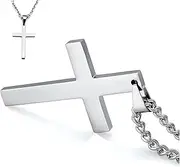 [WGLILO] Cross Necklace for Men, Silver Black Gold Premium Alloy Solid Color Cross Pendant Necklace for Men Women Teens 20 Inch