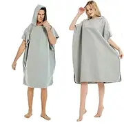 Letuwj Unisex Compact Changing Robe Towel Poncho with Hood for Surfing Swimming Wetsuit Changing One Size Fit All Grey 35"*43"
