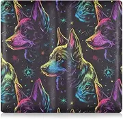 [Amooorous] Cyber Fluorescent Color Cool Dog Premium Leather Car Registration & Insurance Card Holder Truck Accessories for ID, Driver's License, Key Contact Information Cards, Cyber fluorescent color cool dog, 1