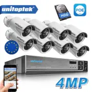 HD H.265 4.0MP POE Security Camera CCTV System 8CH NVR w.4TB HDD Complete Kit