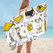 Yellow Animals Drawing Microfiber Beach Towel